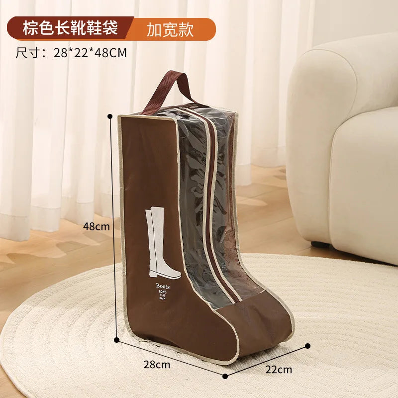 Tall Boot Storage Bags with Clear PVC Window Breathable Dustproof Organizer Prevent Slouching for Knee High Shoes Closet Women
