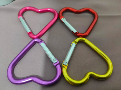 5pcs Aluminum Alloy Colorful Heart Spring Clasps  Carabiner Keychain Clips Hook Dog Chain Diy Jewelry Buckle Connector Supplies