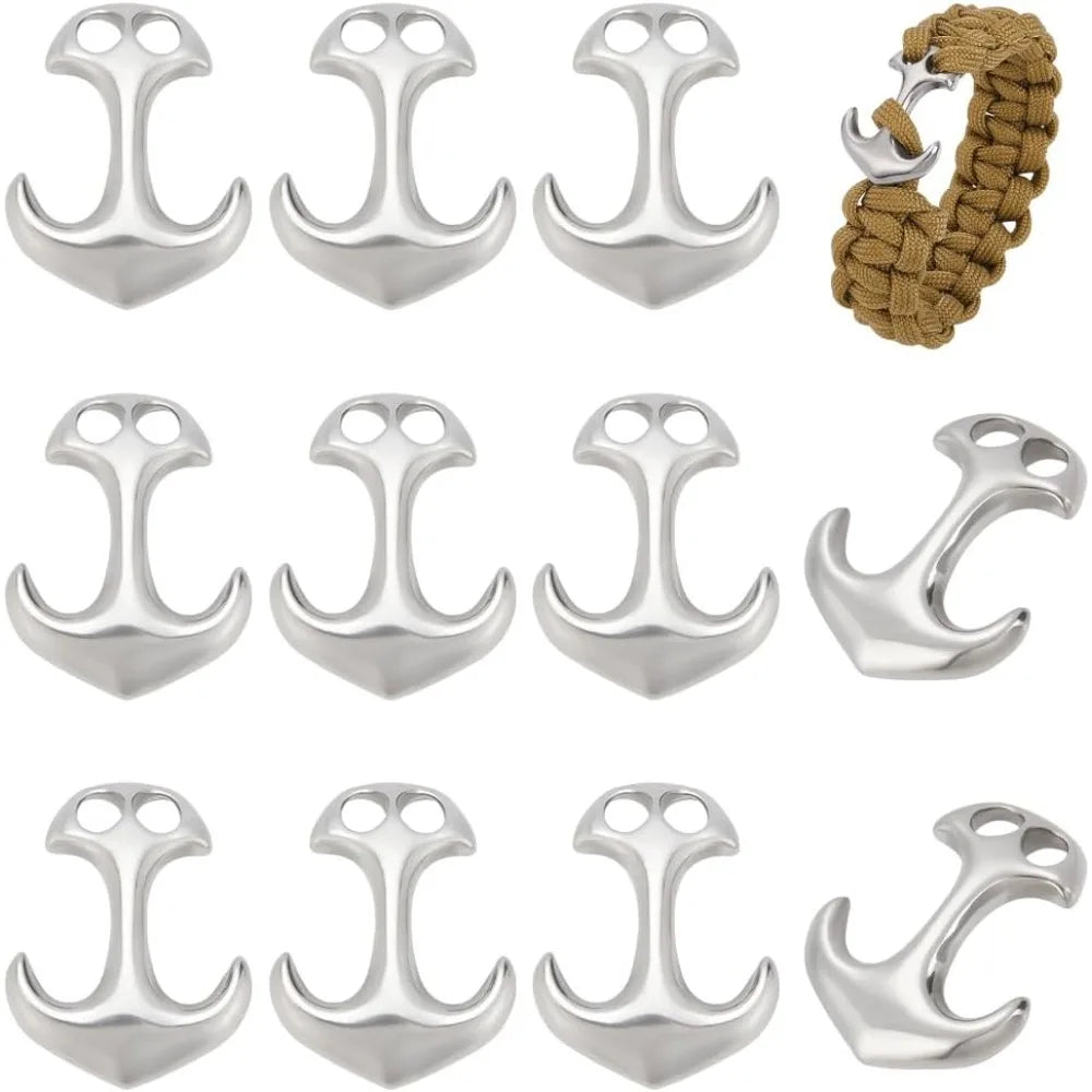 12pcs Stainless Steel Anchor Hook Clasps Cord End Connector Clasp Metal Hook Clasp for DIY Leather Cord Bracelets Jewelry