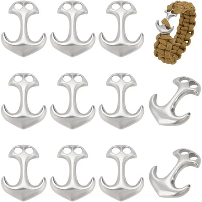12pcs Stainless Steel Anchor Hook Clasps Cord End Connector Clasp Metal Hook Clasp for DIY Leather Cord Bracelets Jewelry