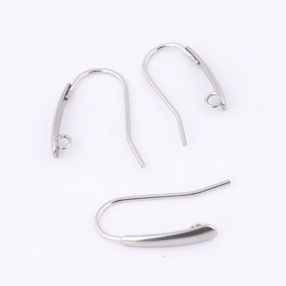 40pcs Stainless Steel Earring Hooks Findings With Loop Diy Ear Wire Clasps For Jewelry Making Supplies 12x21mm