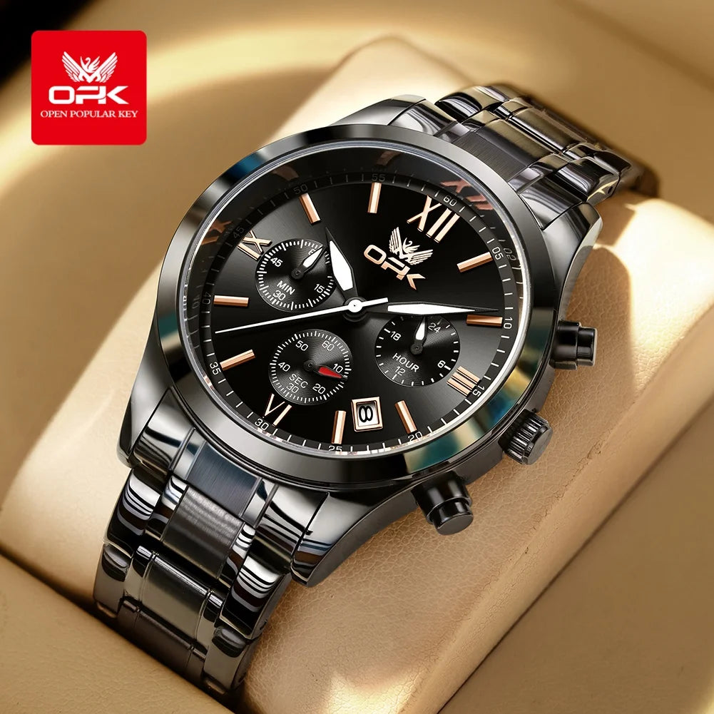 OPK 6052 Mens Watch Automatic Date Stainless steel Band High Quality Men's Watches