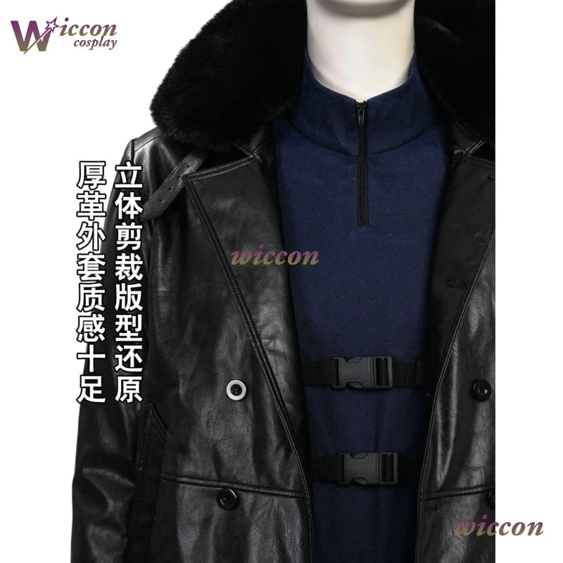 Kosplay Requiem Resident Cos Evil Leon·S·kennedy Cosplay Leon Cosplay Costume Pu Coat Full Set Party Uniform Hallowen Play Role