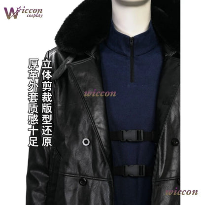 Kosplay Requiem Resident Cos Evil Leon·S·kennedy Cosplay Leon Cosplay Costume Pu Coat Full Set Party Uniform Hallowen Play Role