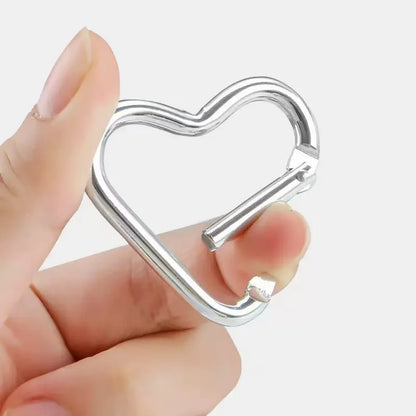5pcs Aluminum Alloy Colorful Heart Spring Clasps  Carabiner Keychain Clips Hook Dog Chain Diy Jewelry Buckle Connector Supplies