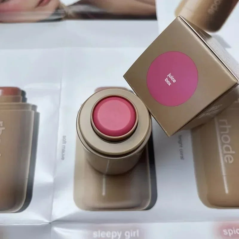 Rhod Pocket Blush LIP Stick Lip And Cheek Hydrating Stick Natural Rouge Powder Blush Cream Lipstick Cheek Easy To Apply Color