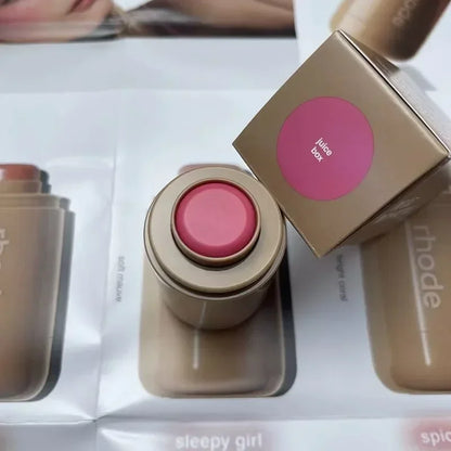 Rhod Pocket Blush LIP Stick Lip And Cheek Hydrating Stick Natural Rouge Powder Blush Cream Lipstick Cheek Easy To Apply Color