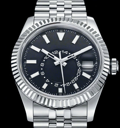 41mm Luxury Men Automatic Mechanical Movement Black Blue Gold Three Tone Luminous Waterproof Sapphire Glass Stainless Steel