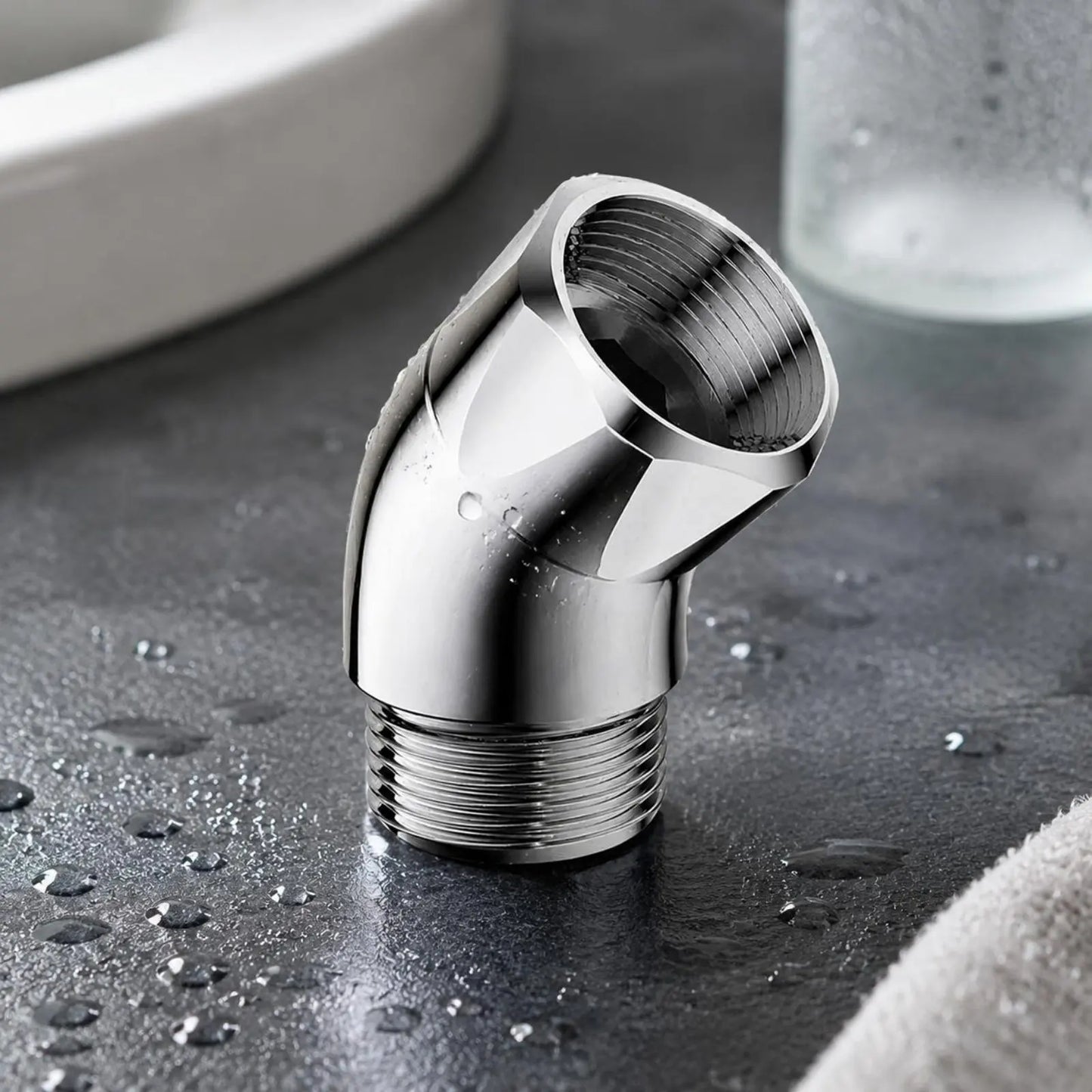 Adjustable Shower Angle Adapter Polished Metal Swivel Shower Elbow Bathroom Fixture Easy Installation High Pressure Resistance