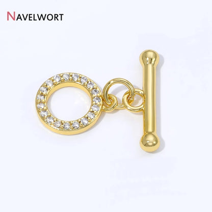 18K Gold Plated Brass Inlaid Zircon OT Clasps Connectors Toggle Clasps,for DIY Jewelry Making Necklaces Bracelets Accessories