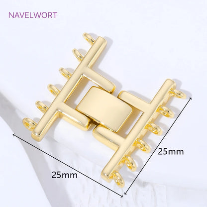 Multi Strands Necklace Clasp 18K Gold Plated Pearl Clasps Connector,Brass Fastener Closure Lock Clasps,DIY Jewelry Accessories