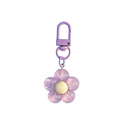Cute Flower Keychains for Women Clear Resin Keychain Lobster Clasp Bag Purse Charms Backpack Decorations Jewelry DIY Accessories
