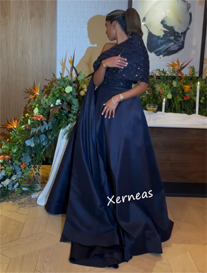 Customized Charmeuse Sparkle Sequined Evening Shawl  A-line Long Dresses Bespoke Occasion Formal Prom Elegant  فساتين الحفلات