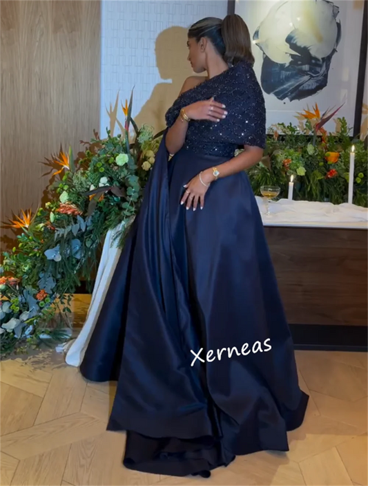 Customized Charmeuse Sparkle Sequined Evening Shawl  A-line Long Dresses Bespoke Occasion Formal Prom Elegant  فساتين الحفلات