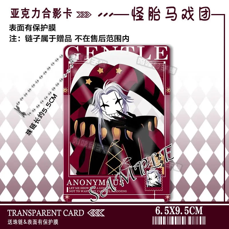 The Freak Circus Pierrot Cosplay Anime Acrylic Photo Card Keychain Pendant Backpack Accessory Cartoon Gift
