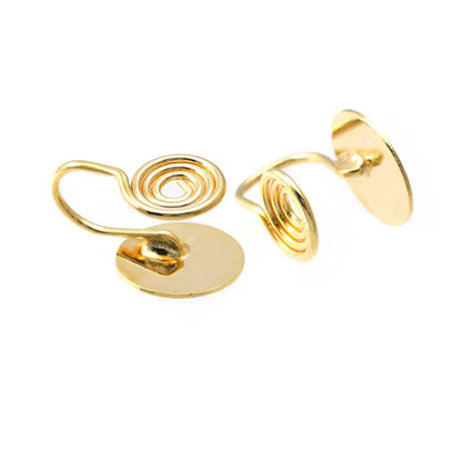10PCS 4MM~14MM 18K Gold Color Brass with Trays Bezels Settings Earrings Clips High Quality Diy Women's Earrings Jewelry Making