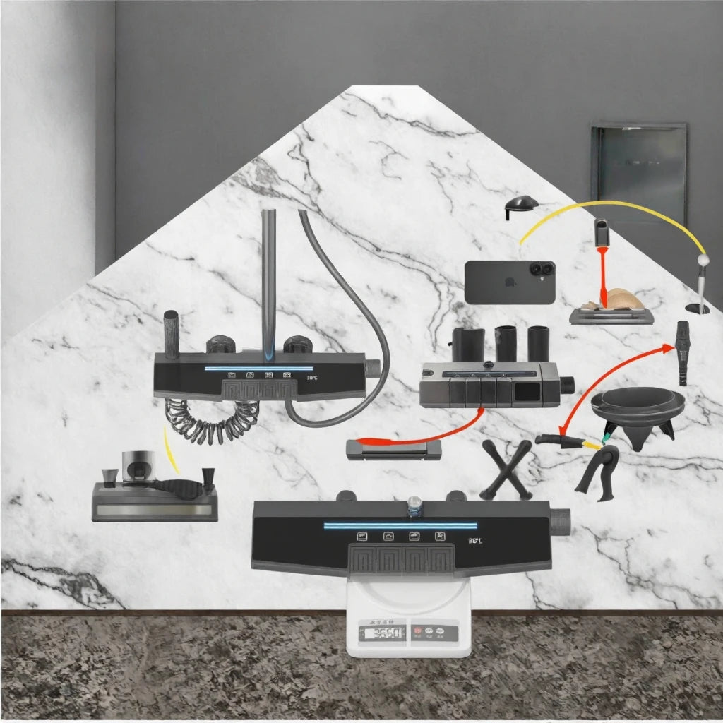 2025 Synchro Extra Large 47cm Shower System with Thermostatic Piano Faucet Digital Display Rain Comb Soft Spray Pattern