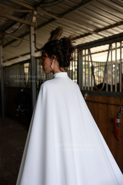 SSYTENS Modern Wedding Dresses Elegant Modest Mermaid Detachable Shawl Bridal Dresses Women Bride Evening Party Gowns Customized