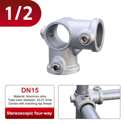 Aluminum Alloy Connector Elbow Tee Base Flat Three-dimensional Fitting Connection Fastener 20/25mm Steel Tube Shelf Parts