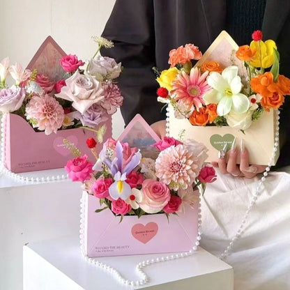 5 Pieces Romantic Flower Gift Box Portable Paper Envelope Floral Box Folding DIY Gift Gift Wrapping Box Mother's Day