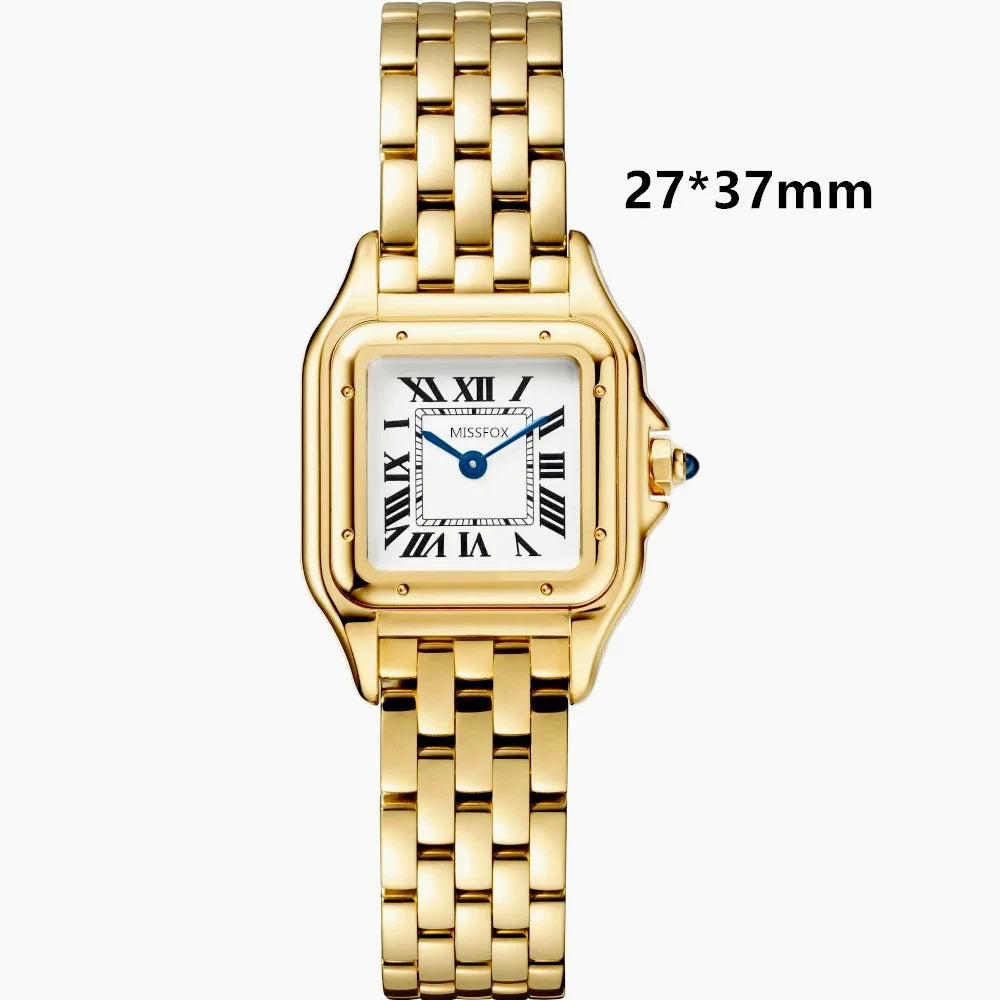 2026 Classic High Quality Luxury Style Women Quartz Watches Elegant Square Panther Shape Diamond Inlaid Dial Premium Crystal