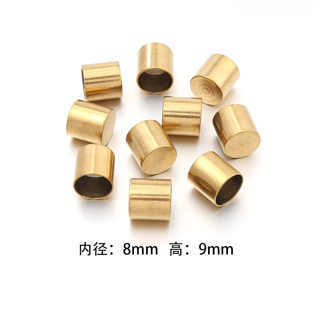 10-20pcs/lot 2-10mm Stainless Steel Leather Cord Clasp Crimp End Caps For Necklace Bracelet Connectors Jewelry Making Supplies
