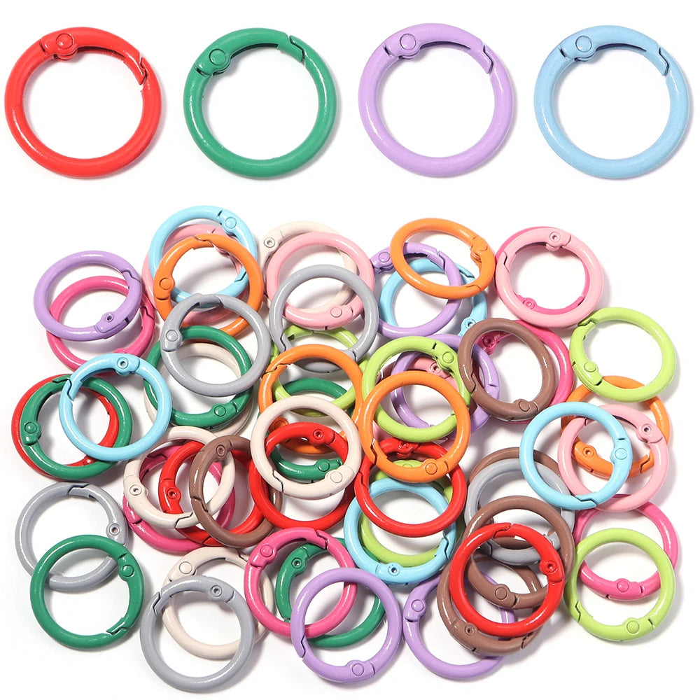 20Pcs/Lot Metal O Ring Spring Clasps Colorful Openable Round Carabiner Keychain Snap Hook Dog Chain Buckle DIY Jewelry Connector