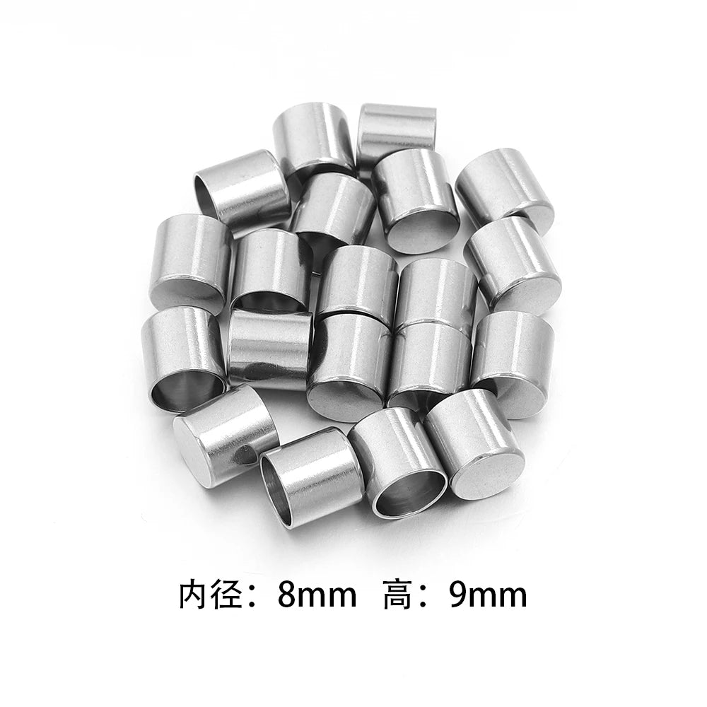 10-20pcs/lot 2-10mm Stainless Steel Leather Cord Clasp Crimp End Caps For Necklace Bracelet Connectors Jewelry Making Supplies