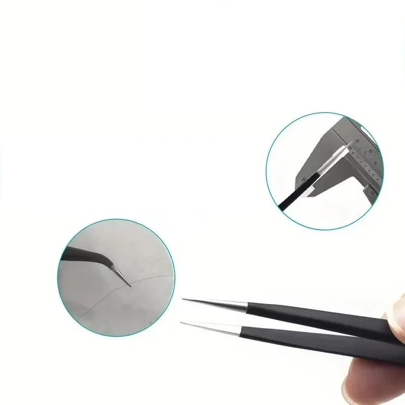 6pcs Precision Long Tweezers Set ESD Anti-Static Stainless SteelTweezers Repair Tools For Electronics Repair Soldering Craft