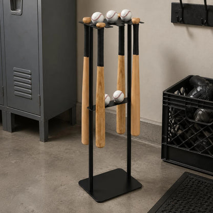 Metal Baseball Display Rack Mobile Baseball Club Storage Rack Floor Club Holder Free Standing Space Saving for Home Gym
