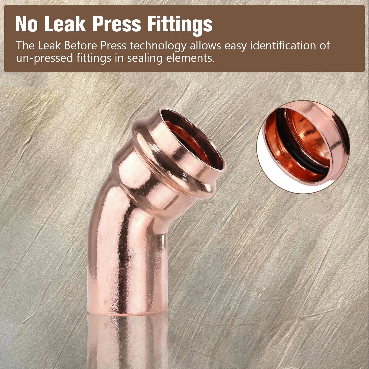Copper Press-Fit Fittings Leakproof Copper Pipes Welding Connector Multi-Purpose Home Plumbing Accessories