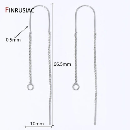 18K Gold Plated Brass Long Tassel Chain Drop Sticker Dangle Earrings Ear Line,Ear Wire Earrings Findings,DIY Jewelry Accessories