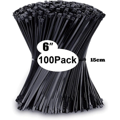 Zip Ties Assorted Sizes(4”+6”+8”+12”), 100/400 Pack Black Cable Ties UV Resistant Wire Ties