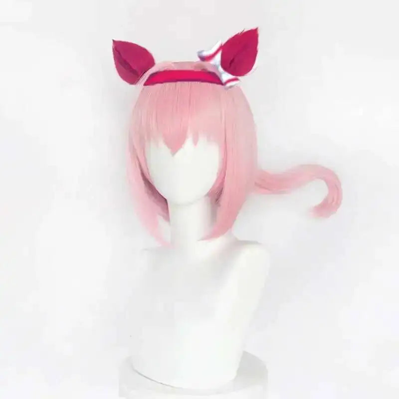 Uma Musume Haru Urara Cosplay Wig Uma Musume Pretty Derby Pink Ponytail Wig Heat Resistant Synthetic Hair Halloween Party