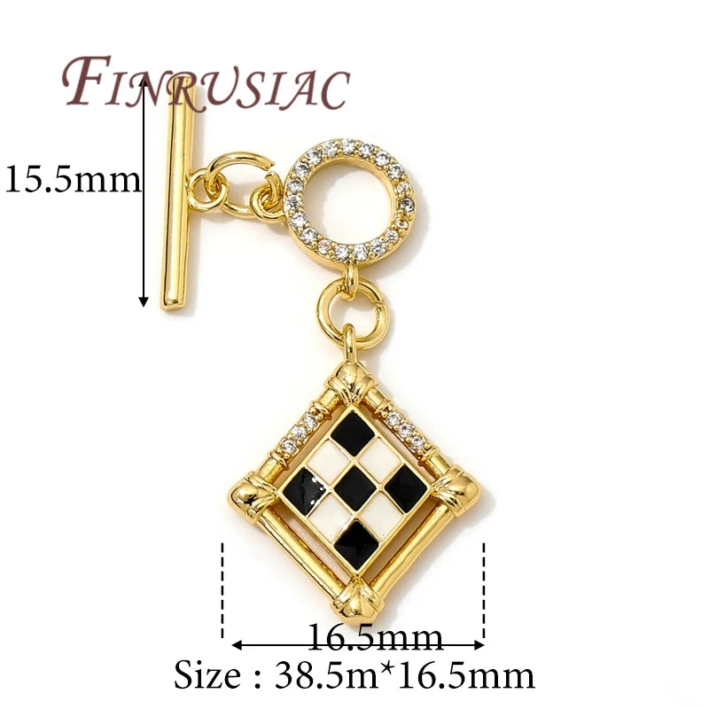 18K Gold Plated Toggle Clasps OT Clasp Accessories For Bracelets Brass with Zircon Connectors For Jewelry Making DIY Findings