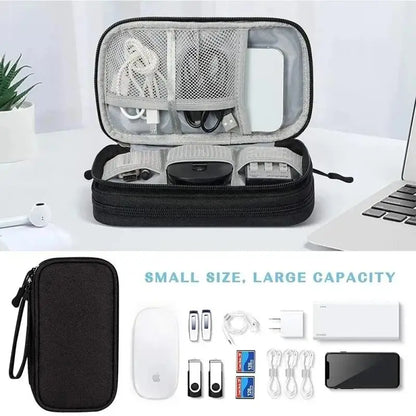 1PCS Grey/Black/Pink/Navy NEW Travel Organizer Bag Cable Storage Organizers Pouch Carry Case Portable Double Layers Storage Bags