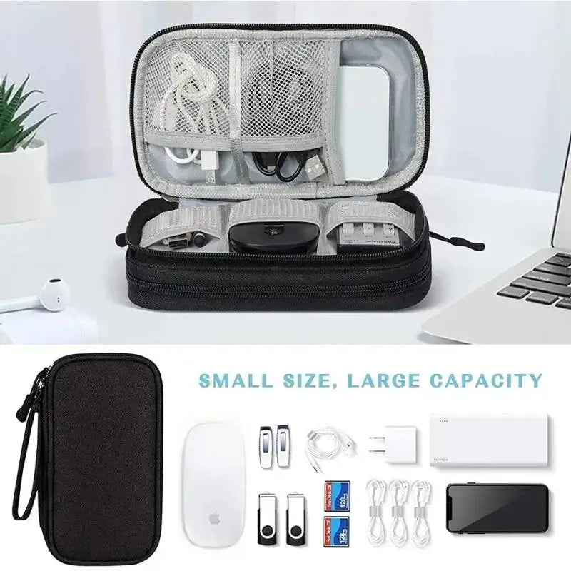 1PCS Grey/Black/Pink/Navy NEW Travel Organizer Bag Cable Storage Organizers Pouch Carry Case Portable Double Layers Storage Bags