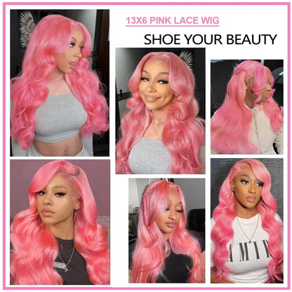 13x4 Body Wave Light Pink Lace Front Wig Brazilian Human Hair Wigs Colored Wig 13x6 Transparent HD Lace Frontal Wigs For Women