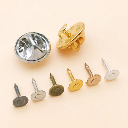 50pcs 8mm 11mm Pin+ Back Stabbing Brooch Pin Settings Flat Base Brooch Pins Butterfly Clasp DIY Jewelry Making Accessories