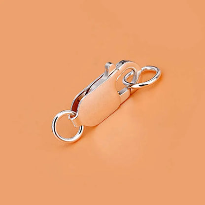 Genuine Real Pure Solid 925 Sterling Silver Lobster Clasp Hook Claw Buckle With Double Sealed Ring Connector Jewelry Findings