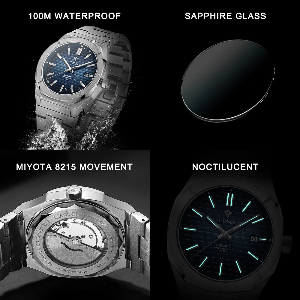 CADISEN 2026 Diver Watch Sapphire MIYOTA 8215 German Designer Men Automatic Mechanical Watches 10Bar Waterproof Gift With Box