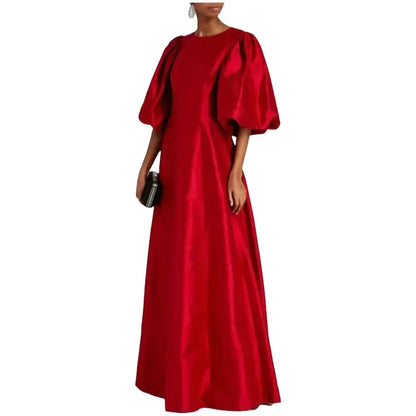 Women's fashion loose red dress with slim plus size bohemian mid sleeve shoot cute dress