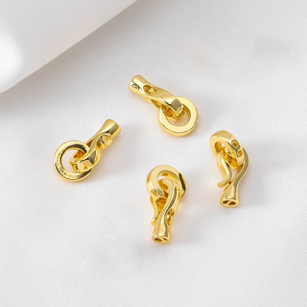 2pcs 4pcs 18K Gold Plated Brass Hook Clasp End Connector For DIY Handmade Beaded Bracelet Spring Clasp Jewelry Making Findings