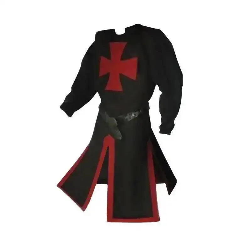 Medieval S-4XL Crusader Mens Knights Templar Tunic Cosplay Costumes Renaissance Halloween Surcoat Warrior Black Plague Cloak Top