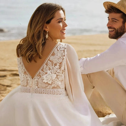 Wedding Dresses Plus Size Customized Sleeve Bride Gown with Lace