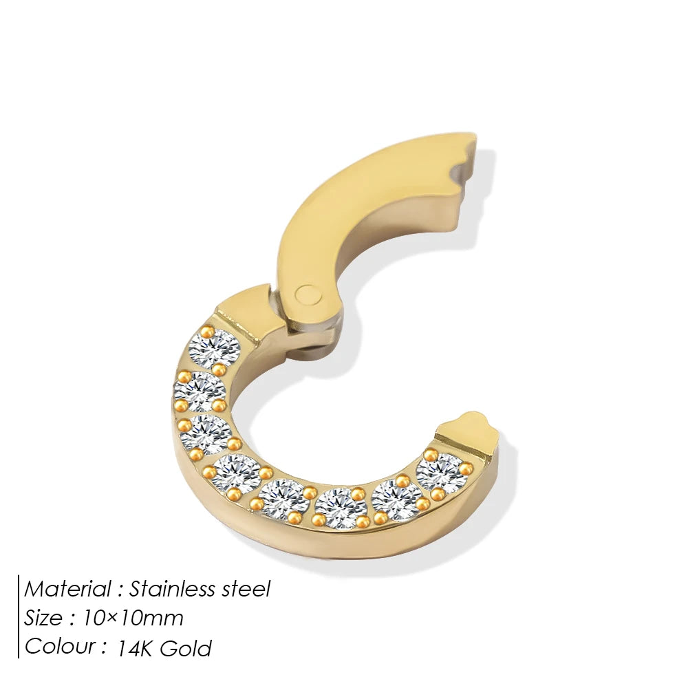eManco High Quality Stainless Steel 14K PVD Gold Plated Round Skeleton Clasp Head for DIY Bracelet Necklace Jewelry Making