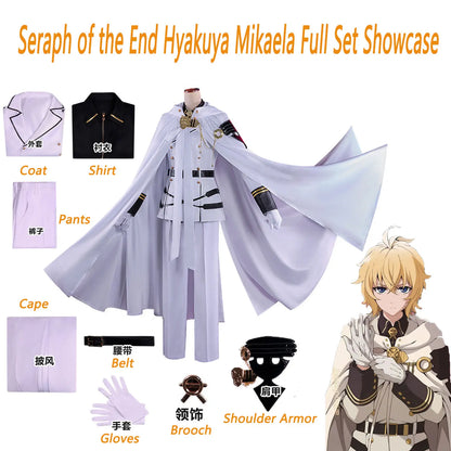 Anime Seraph of The End Hyakuya Mikaela Cosplay Costume Hyakuya Mikaela Suit Uniform Halloween Party Role Play Outfit for Men