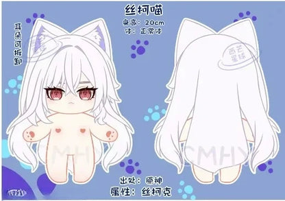 Game Genshin Impact Skirk Cat Halloween Stuffed Normal Body Cosplay Dress Up Clothes Kawaii Rabbit Hair Plushies 20cm Xmas Gift