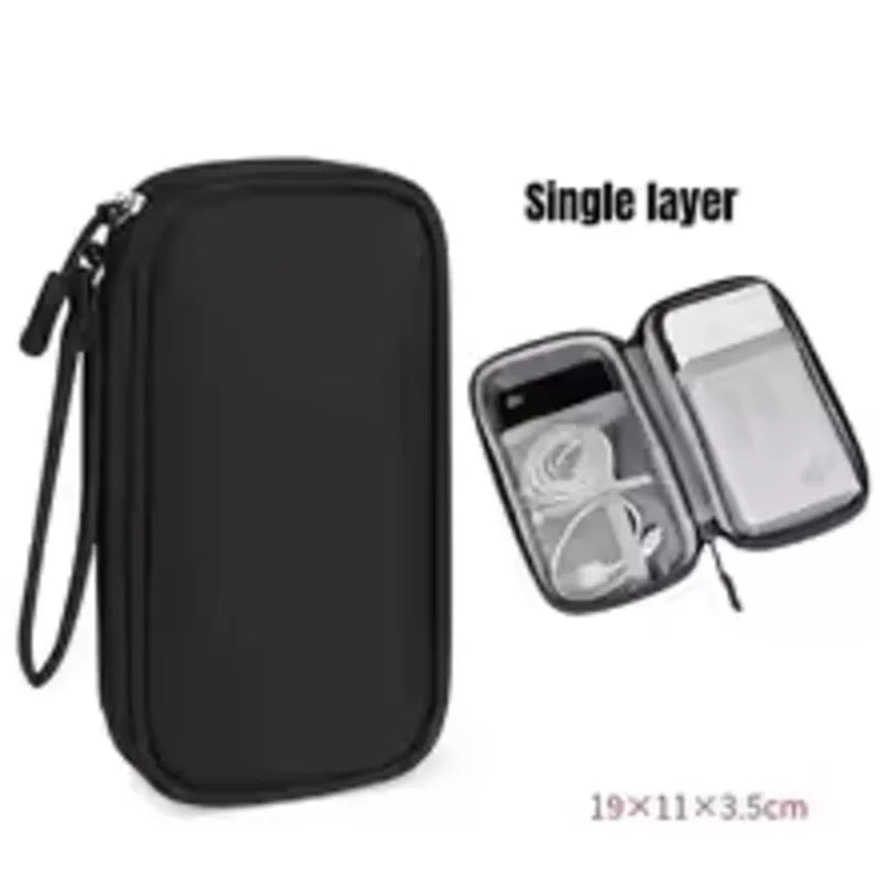 1PCS Grey/Black/Pink/Navy NEW Travel Organizer Bag Cable Storage Organizers Pouch Carry Case Portable Double Layers Storage Bags