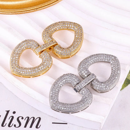 Juya DIY Copper 18K Gold Plated Pendant Connector Fastener Buttob Lock Clasps For Needlework Natural Stone Pearls Jewelry Making